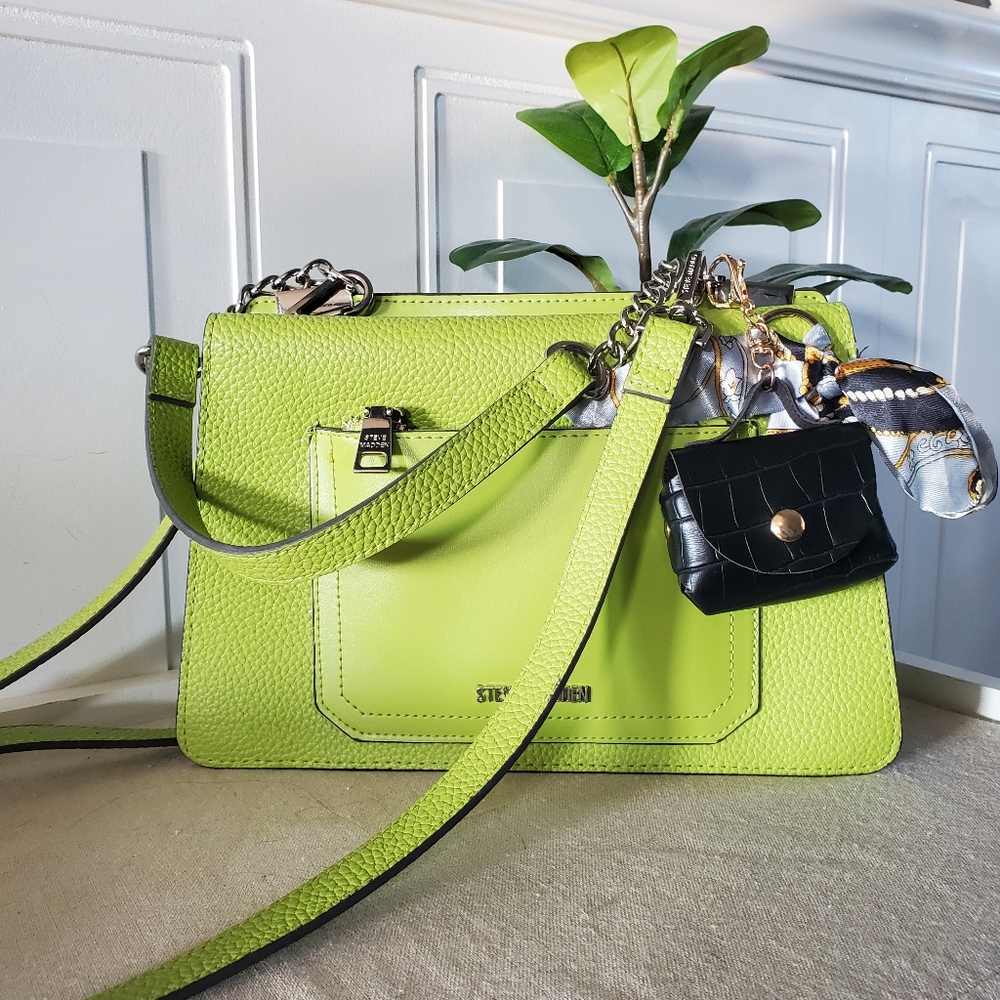 STEVE MADDEN Bloren neon green 2-way chain satchel crossbody From Smokers Home - Picture 3 of 13